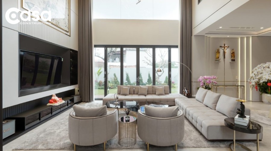 Phòng khách biệt thự phong cách hiện đại