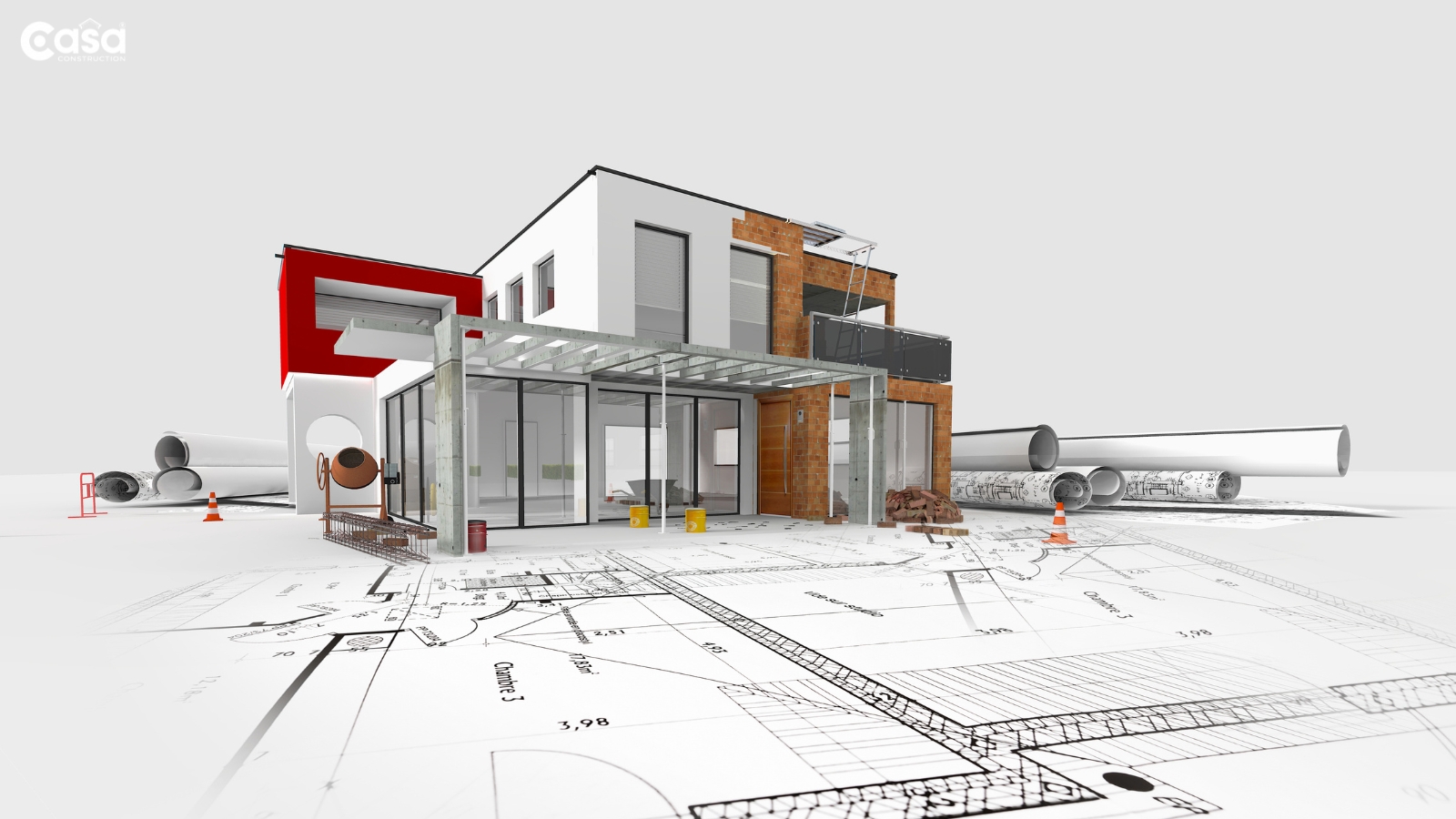 Đồng bộ bản vẽ 3D và bộ phận thi công khi xây nhà